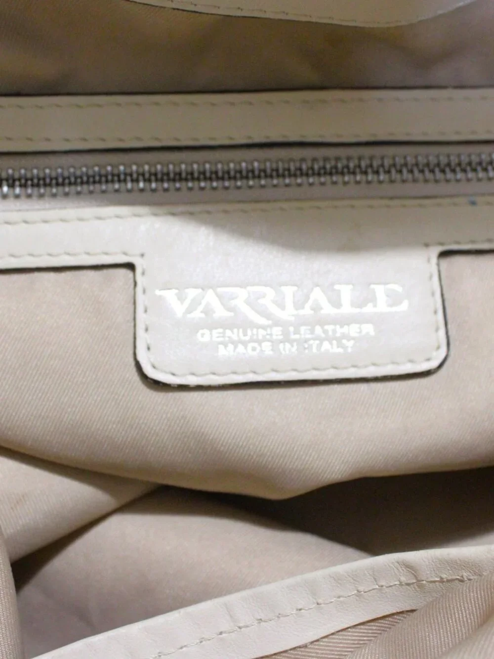 Varriale,  Creme Slouchy Hobo Bag with Silver Hardware